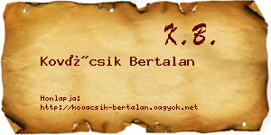 Kovácsik Bertalan névjegykártya