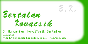 bertalan kovacsik business card